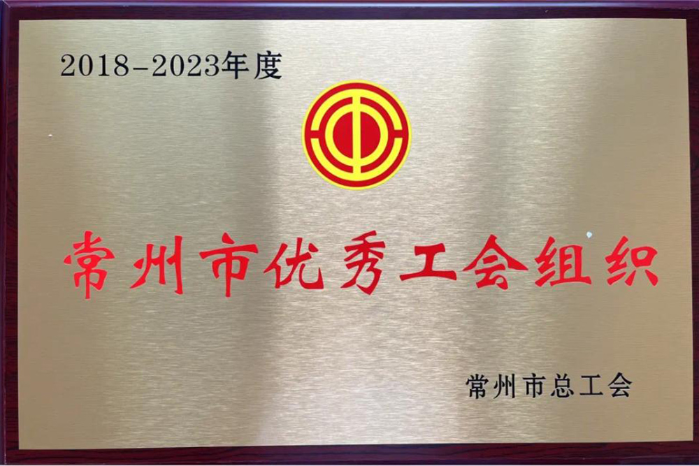 新葡的京集团350vip8888工会荣获“常州市优秀工会组织”荣誉称号